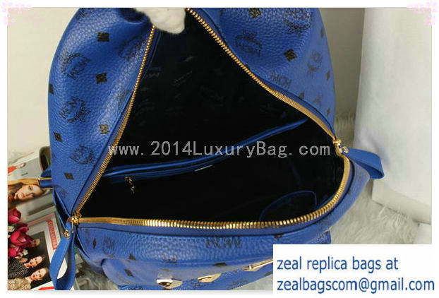 High Quality Replica MCM Stark Backpack Jumbo in Calf Leather 8006 Blue